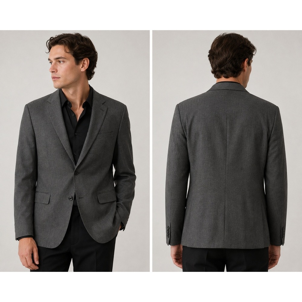Cremieux Loro Piana Sport Coat Men 42L Fit 44L Wool Grey Blazer Preppy Old Money